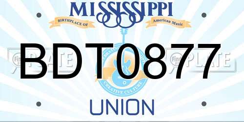 BDT0877 Mississippi License Plate
