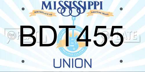 BDT455 Mississippi License Plate