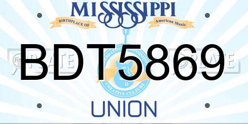 BDT5869 Mississippi License Plate