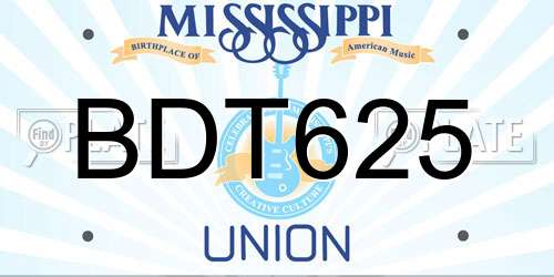 BDT625 Mississippi License Plate