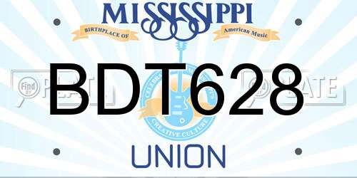 BDT628 Mississippi License Plate