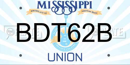 BDT62B Mississippi License Plate