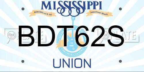 BDT62S Mississippi License Plate