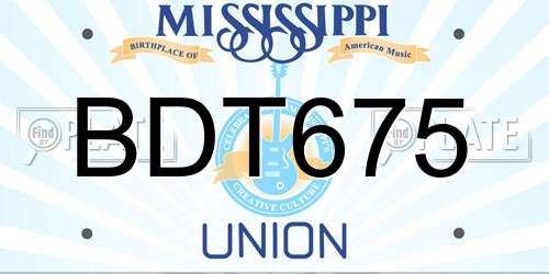 BDT675 Mississippi License Plate