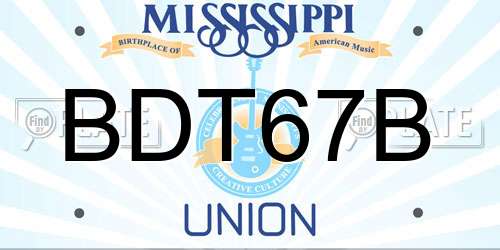 BDT67B Mississippi License Plate