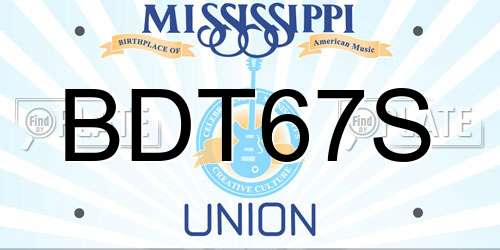 BDT67S Mississippi License Plate