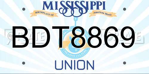 BDT8869 Mississippi License Plate