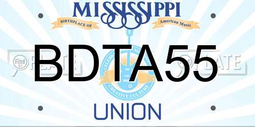 BDTA55 Mississippi License Plate