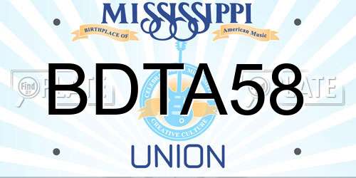 BDTA58 Mississippi License Plate