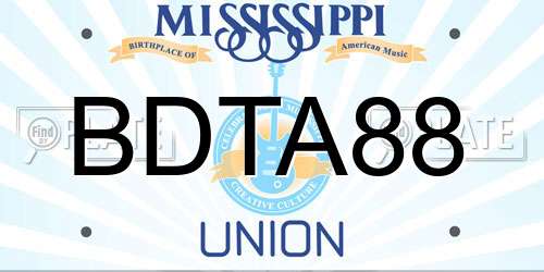BDTA88 Mississippi License Plate