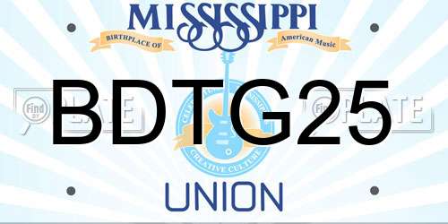 BDTG25 Mississippi License Plate