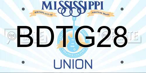 BDTG28 Mississippi License Plate