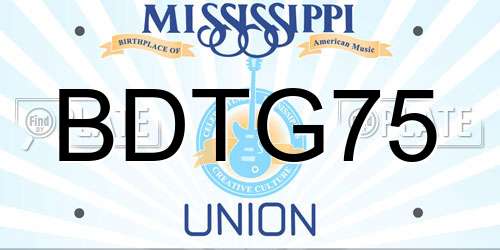 BDTG75 Mississippi License Plate