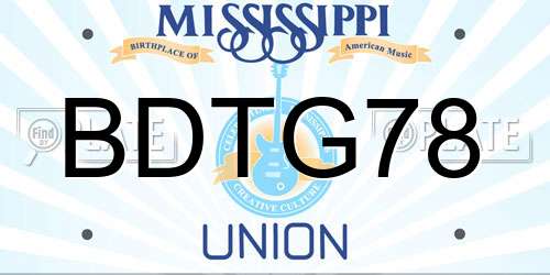 BDTG78 Mississippi License Plate