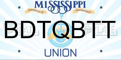BDTQBTT Mississippi License Plate