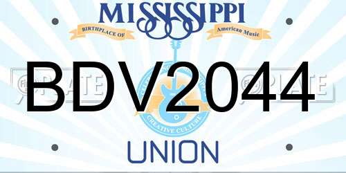 BDV2044 Mississippi License Plate