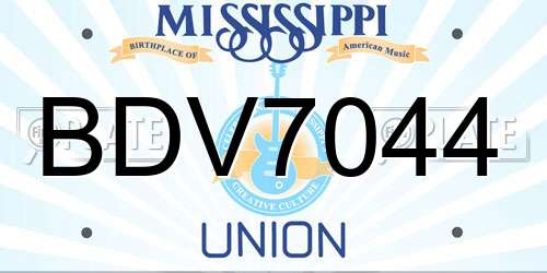 BDV7044 Mississippi License Plate