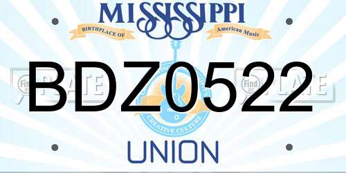 BDZ0522 Mississippi License Plate