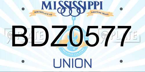 BDZ0577 Mississippi License Plate