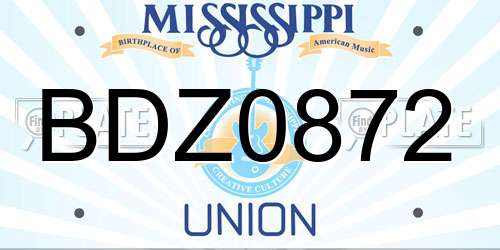 BDZ0872 Mississippi License Plate
