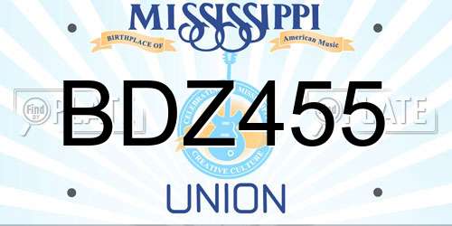 BDZ455 Mississippi License Plate