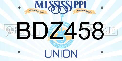 BDZ458 Mississippi License Plate