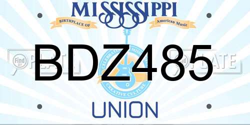 BDZ485 Mississippi License Plate