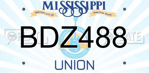 BDZ488 Mississippi License Plate