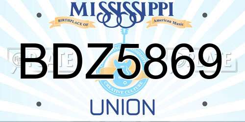 BDZ5869 Mississippi License Plate