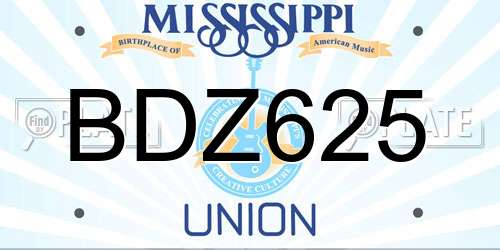 BDZ625 Mississippi License Plate