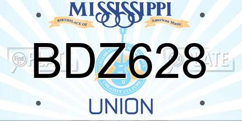 BDZ628 Mississippi License Plate