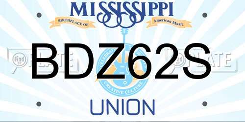 BDZ62S Mississippi License Plate