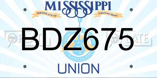 BDZ675 Mississippi License Plate