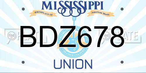 BDZ678 Mississippi License Plate