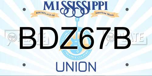 BDZ67B Mississippi License Plate