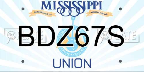 BDZ67S Mississippi License Plate