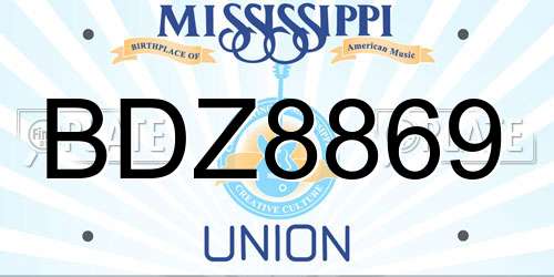 BDZ8869 Mississippi License Plate