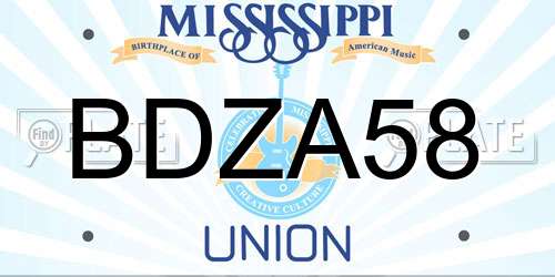 BDZA58 Mississippi License Plate