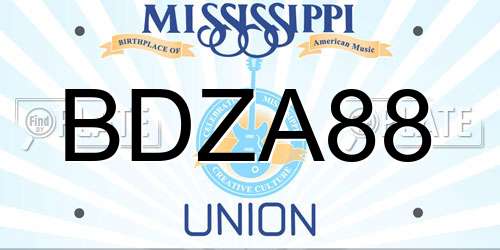 BDZA88 Mississippi License Plate