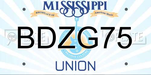 BDZG75 Mississippi License Plate