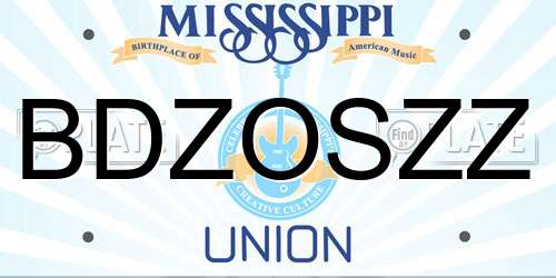 BDZOSZZ Mississippi License Plate