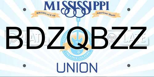 BDZQBZZ Mississippi License Plate