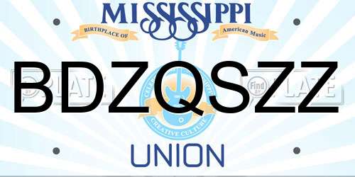 BDZQSZZ Mississippi License Plate
