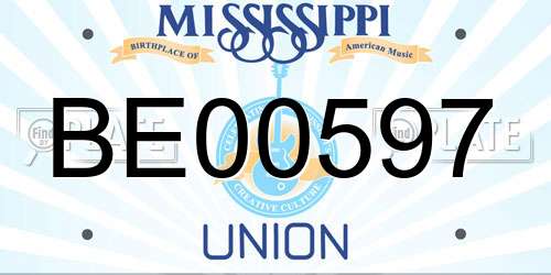 BE00597 Mississippi License Plate
