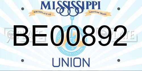 BE00892 Mississippi License Plate