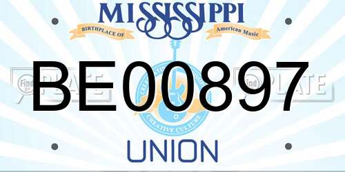 BE00897 Mississippi License Plate