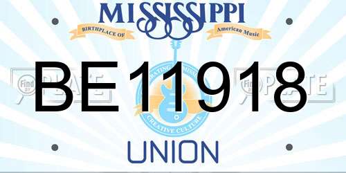 BE11918 Mississippi License Plate