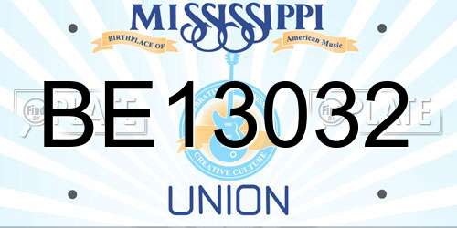 BE13032 Mississippi License Plate