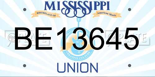 BE13645 Mississippi License Plate