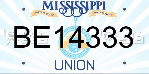BE14333 Mississippi License Plate
